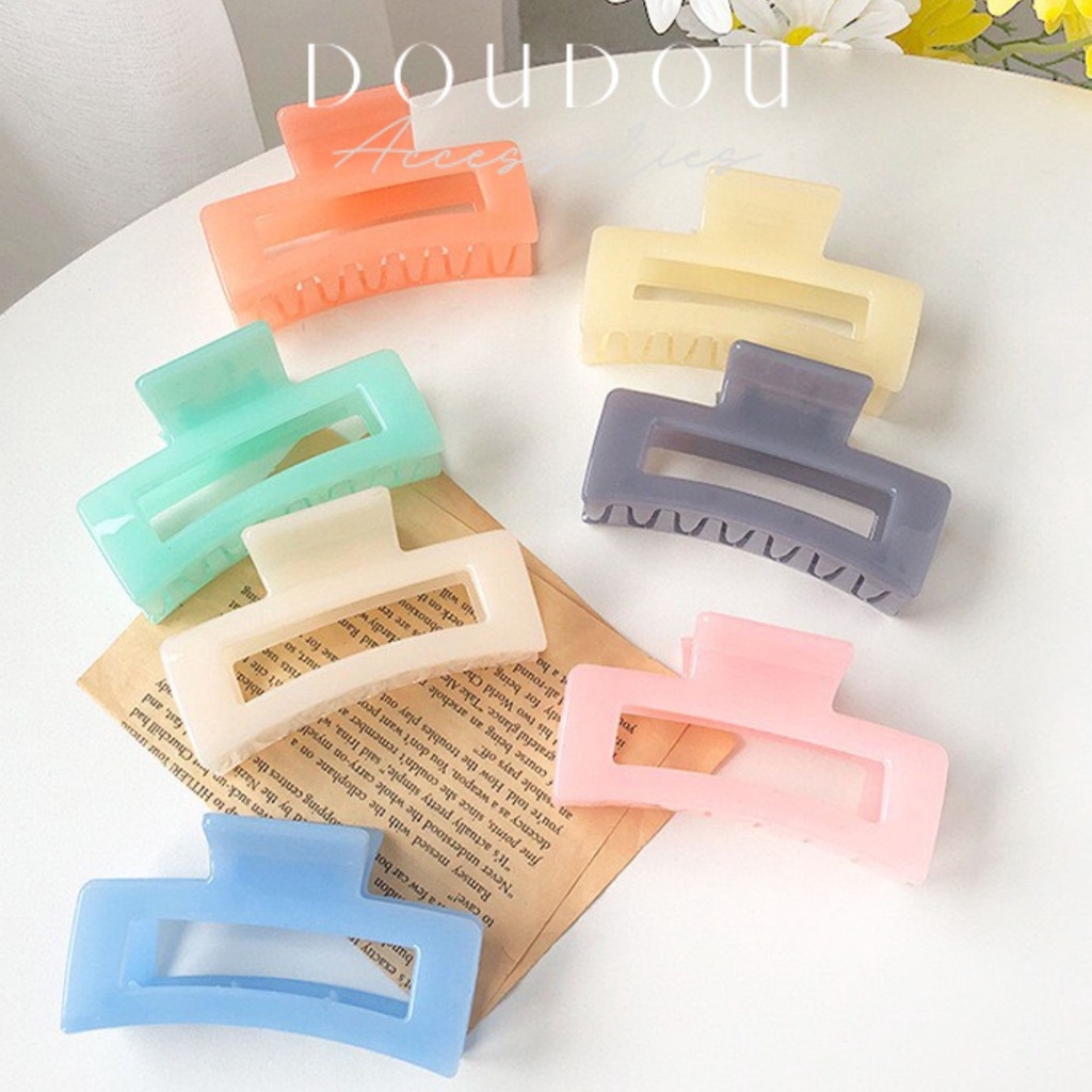 Phụ kiện kẹp tóc xinh DOUDOU Kẹp càng cua Hàn Quốc nhựa cao cấp cỡ lớn cho nữ tone màu thạch thời trang ZJ012