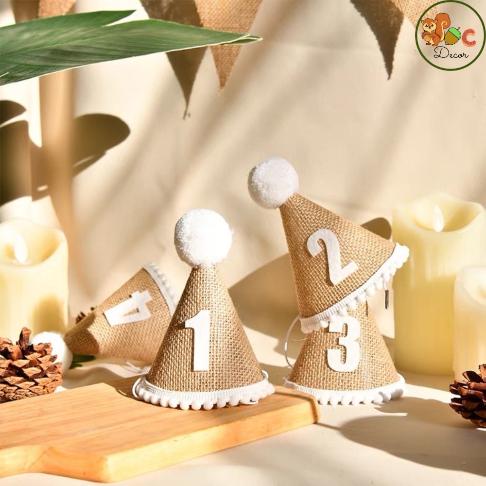 Mũ sinh nhật hàn quốc, mũ cói cho bé yêu, thú cưng đội đầu dễ thương, cute