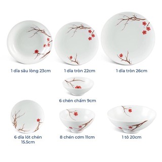 Dĩa Sâu lòng Minh Long 23 cm Daisy Hồng Mai