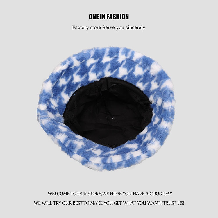 [SẴN]-☘ Mũ nón bucket lông họa tiết Houndstooth phong cách Ulzzang (M25)