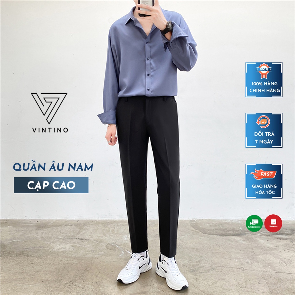 Quần âu nam cạp cao, quần tây baggy nam ống rộng vải lụa Hàn cao cấp VINTINO QA1