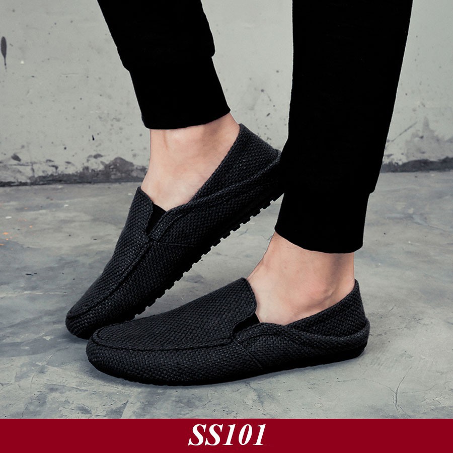 [ SIÊU RẺ ] Giày Lười Vải Nam Hàn Quốc Màu Đen (SS101) [ Shop Yêu Thich ]