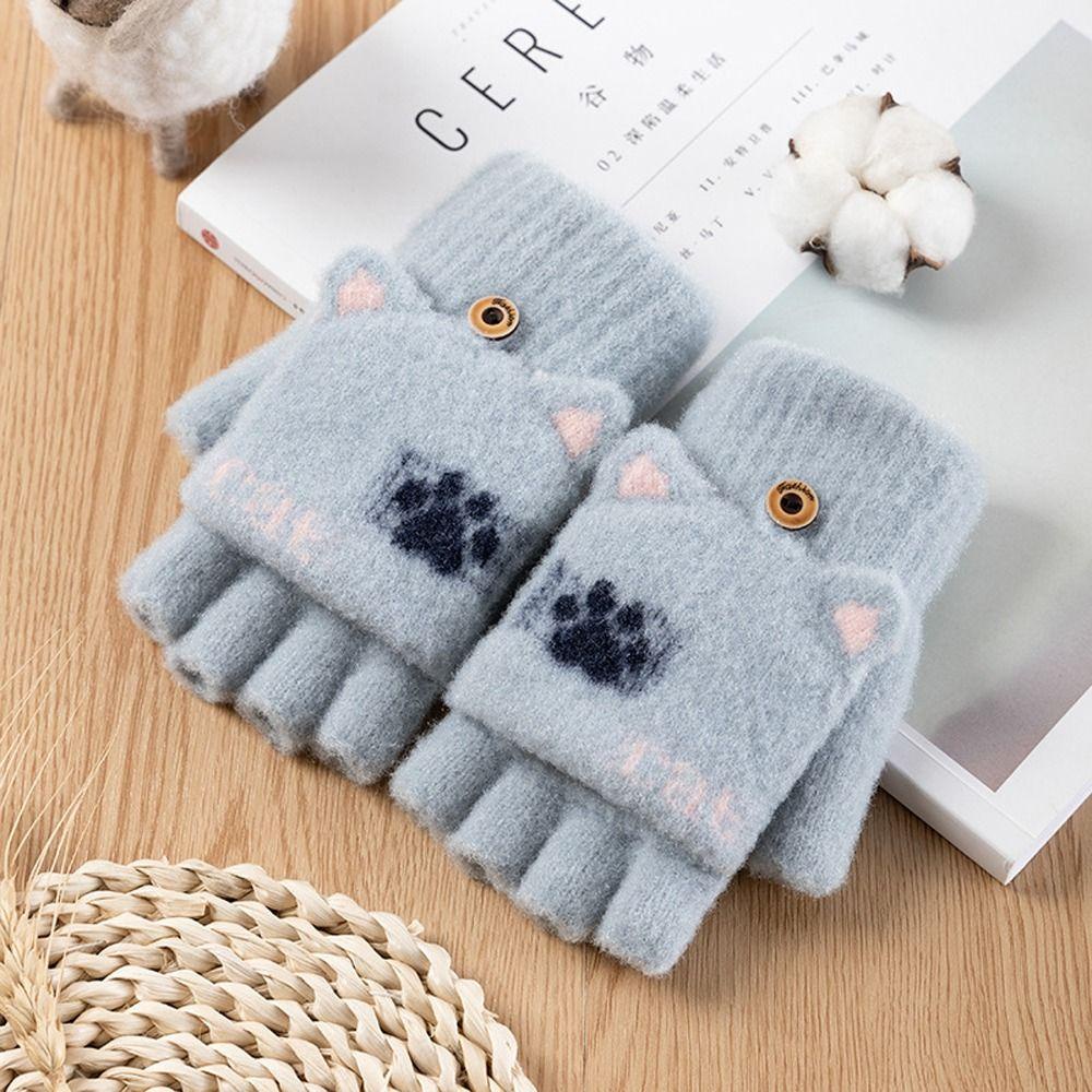 Găng Tay Hở Ngón Cotton Chống Gió Họa Tiết Móng Mèo Bảo Vệ Tay Sáng Tạo Thích Hợp Làm Quà Tặng Cho Nữ Sinh