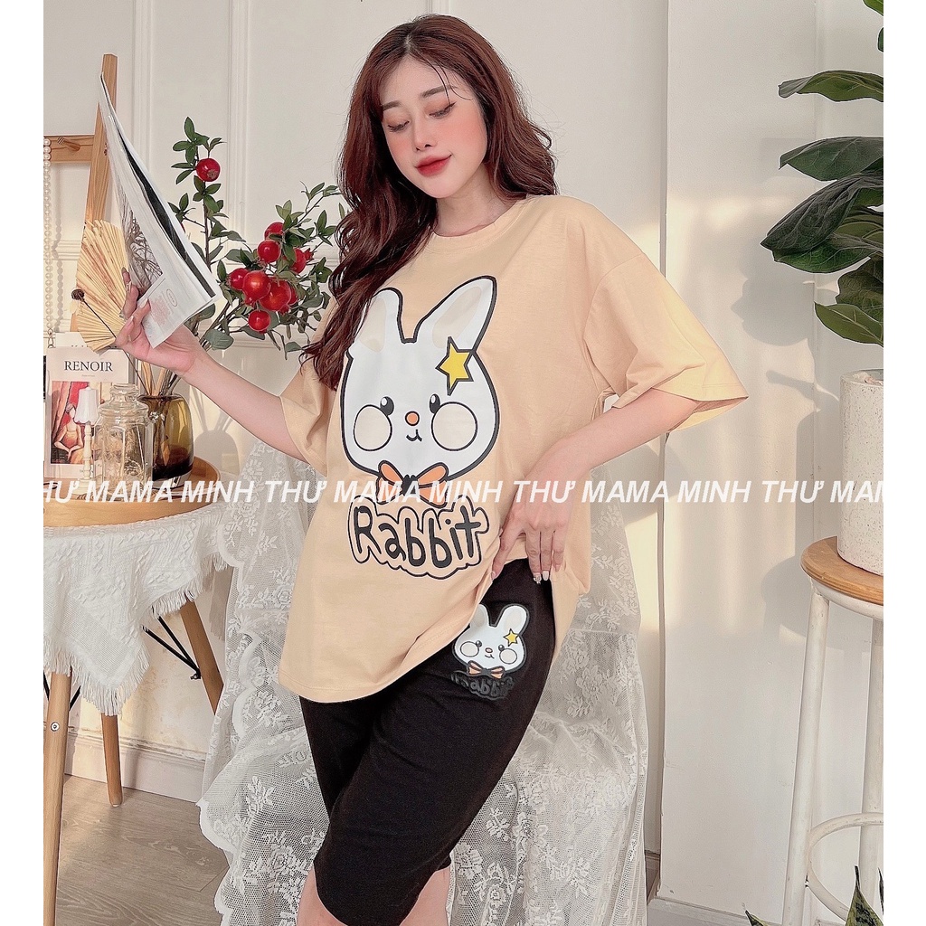 Bộ bầu mặc nhà - chất liệu cotton - kiểu mới thời trang ( bộ lửng ép thỏ Lớn )
