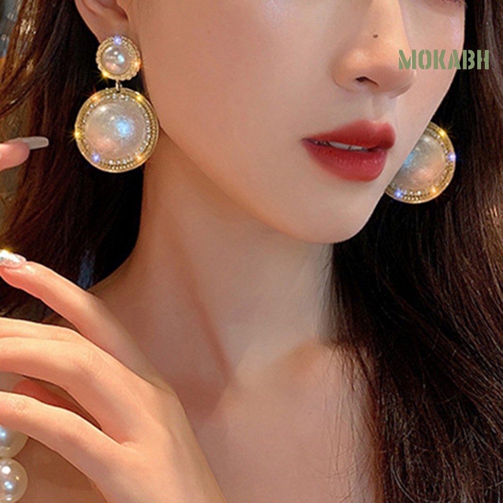 [Mới] 1 Cặp Bông Tai Đính Đá Ngọc Trai Nhân Tạo Phong Cách Hàn Quốc