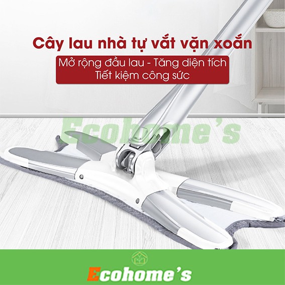 Chổi lau nhà thông minh chữ X tự vắt cao cấp Ecohome's  xoay 360 tiện dụng lau sạch mọi ngóc ngách trong nhà