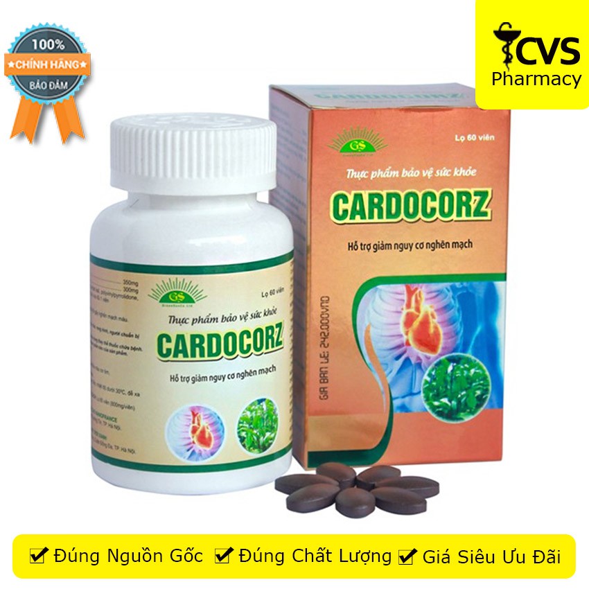 CARDOCORZ - 60 viên uống phòng và giảm đau thắt ngực do thiếu máu cơ tim - cvspharmacy