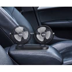 Quạt đôi xoay 360 độ trên ô tô - Nguồn 12V