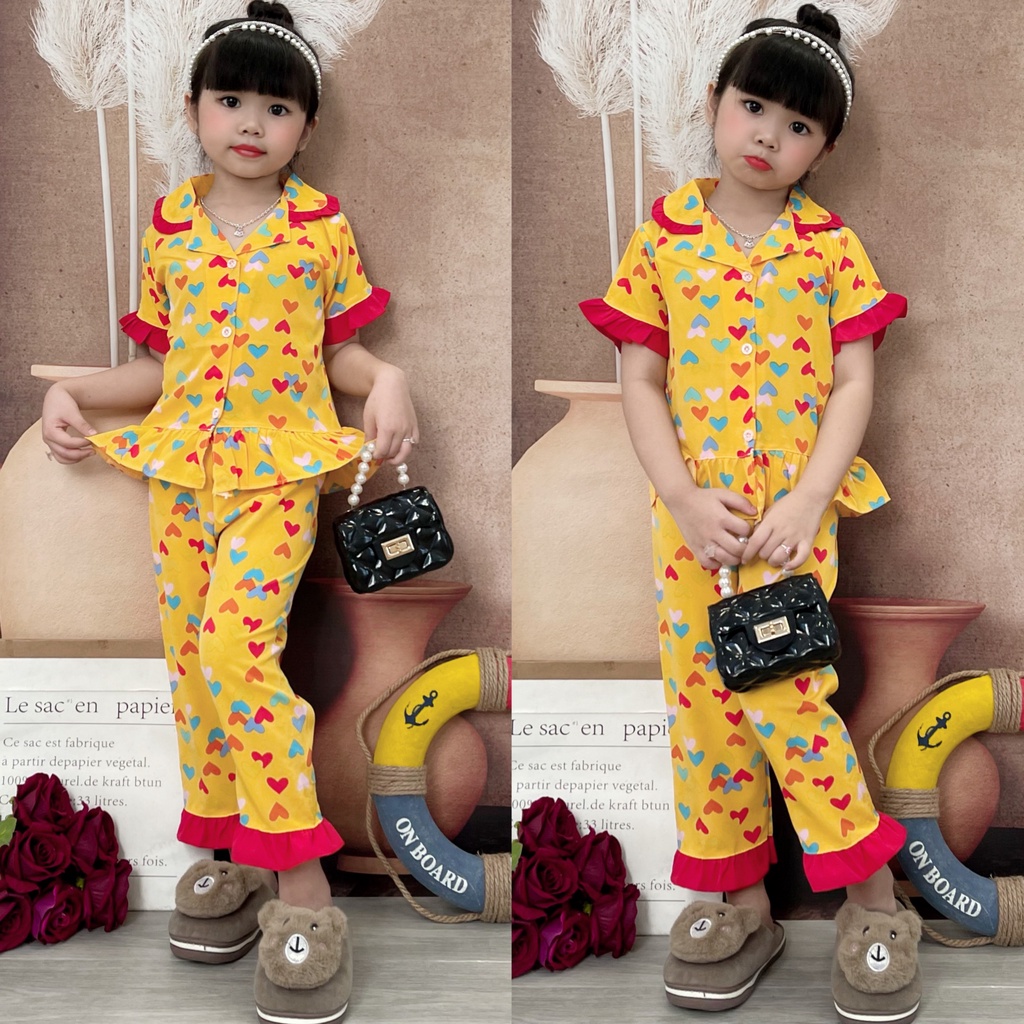 Pijama lụa Hàn cho bé gái 4-9 họa tiết cực xinh yêu P1