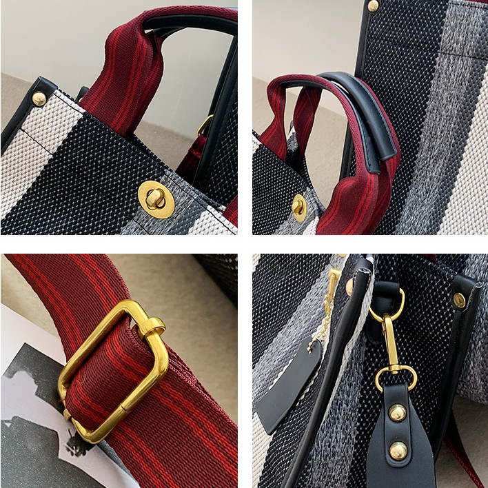 Túi Xách Đeo Vai Vải Canvas Cỡ Lớn Thiết Kế Dễ Thương