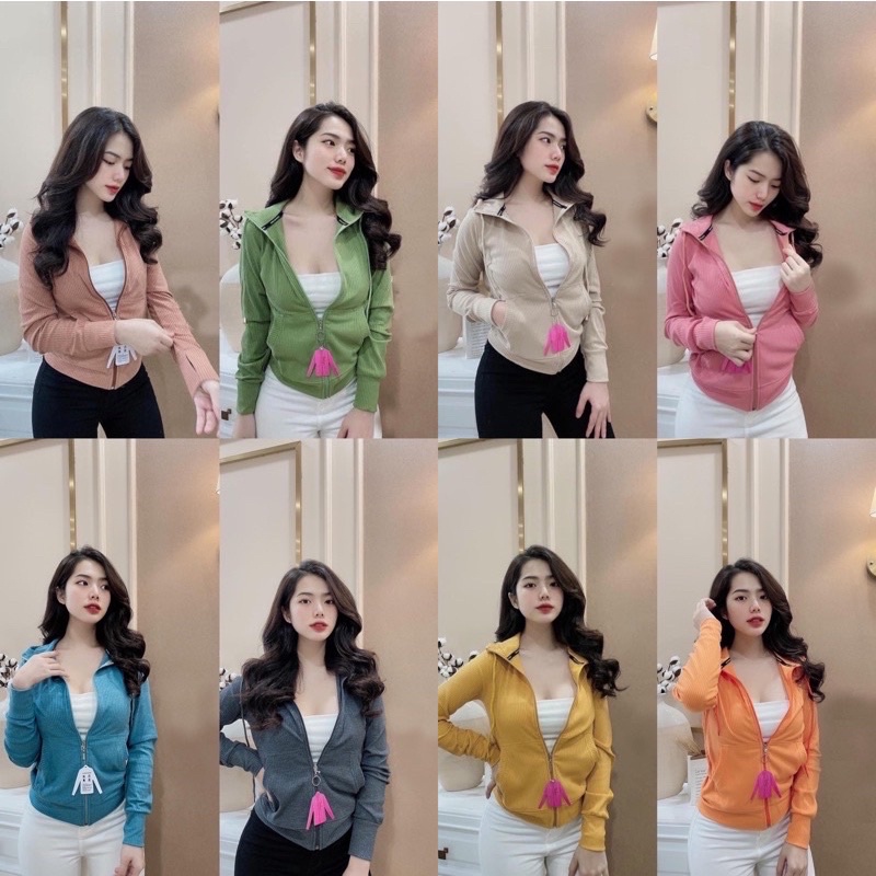 Áo khoác gân sọc y 6 túi