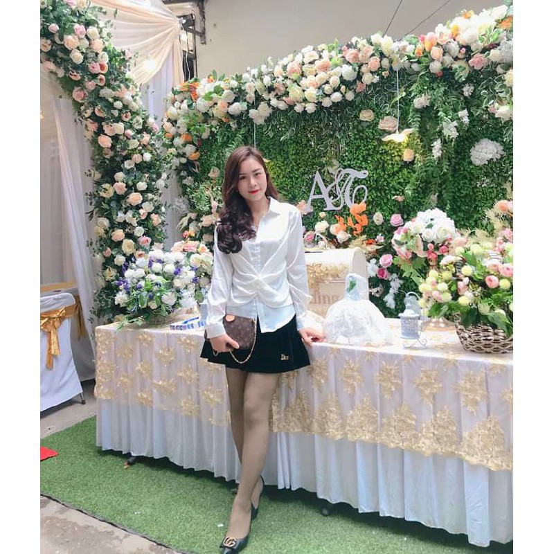 [ xả kho ] MiD Set bộ áo sơ mi xoắn eo và chân váy xòe S1220 Mie Design kèm ảnh thật