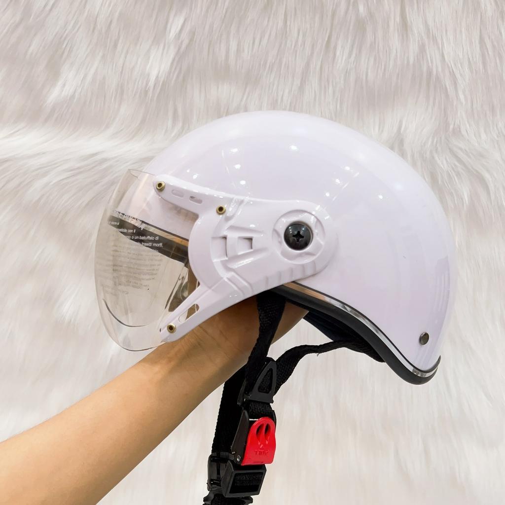 Nón Bảo Hiểm Nửa Đầu 1/2 Có Kính, Mũ Bảo Hiểm 1/2  Nhiều Màu Lựa Chọn Nam Nữ