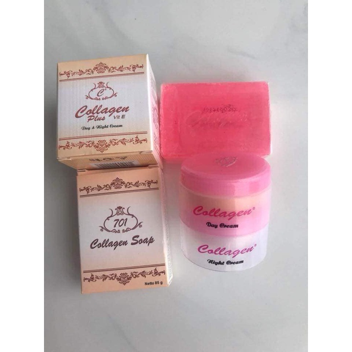 [Sỉ-Rẻ] Combo Xà phòng rửa mặt - Kem ngày và đêm Collagen Plus Vit E 701 - PN [Lẻ-Sỉ]