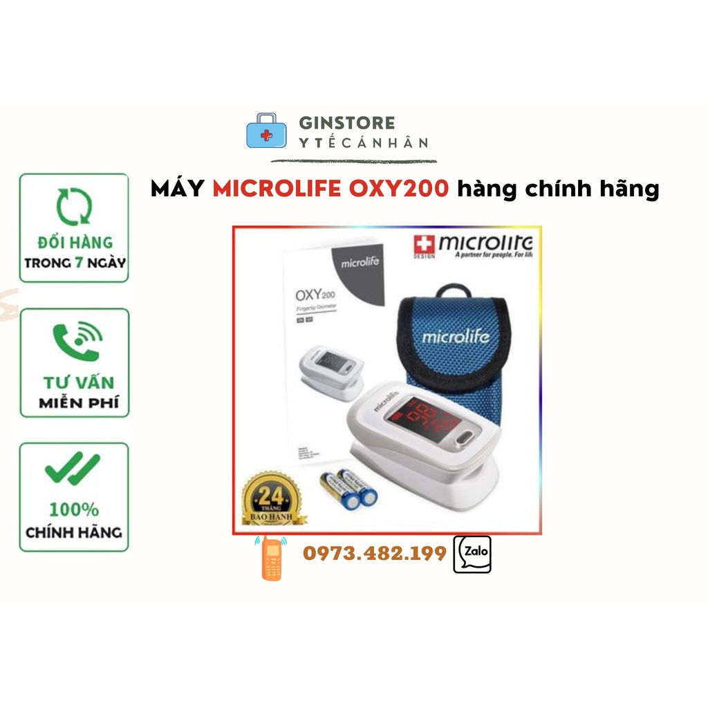 BẢO HÀNH 2 NĂM - MÁY ĐO NỒNG ĐỘ OXY TRONG MÁU SPO2 MICROLIFE OXY 200 - Chính Hãng 100%