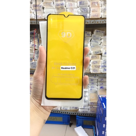 Kính cường lực 9D full màn cho Realme C21 tặng phụ kiện dán