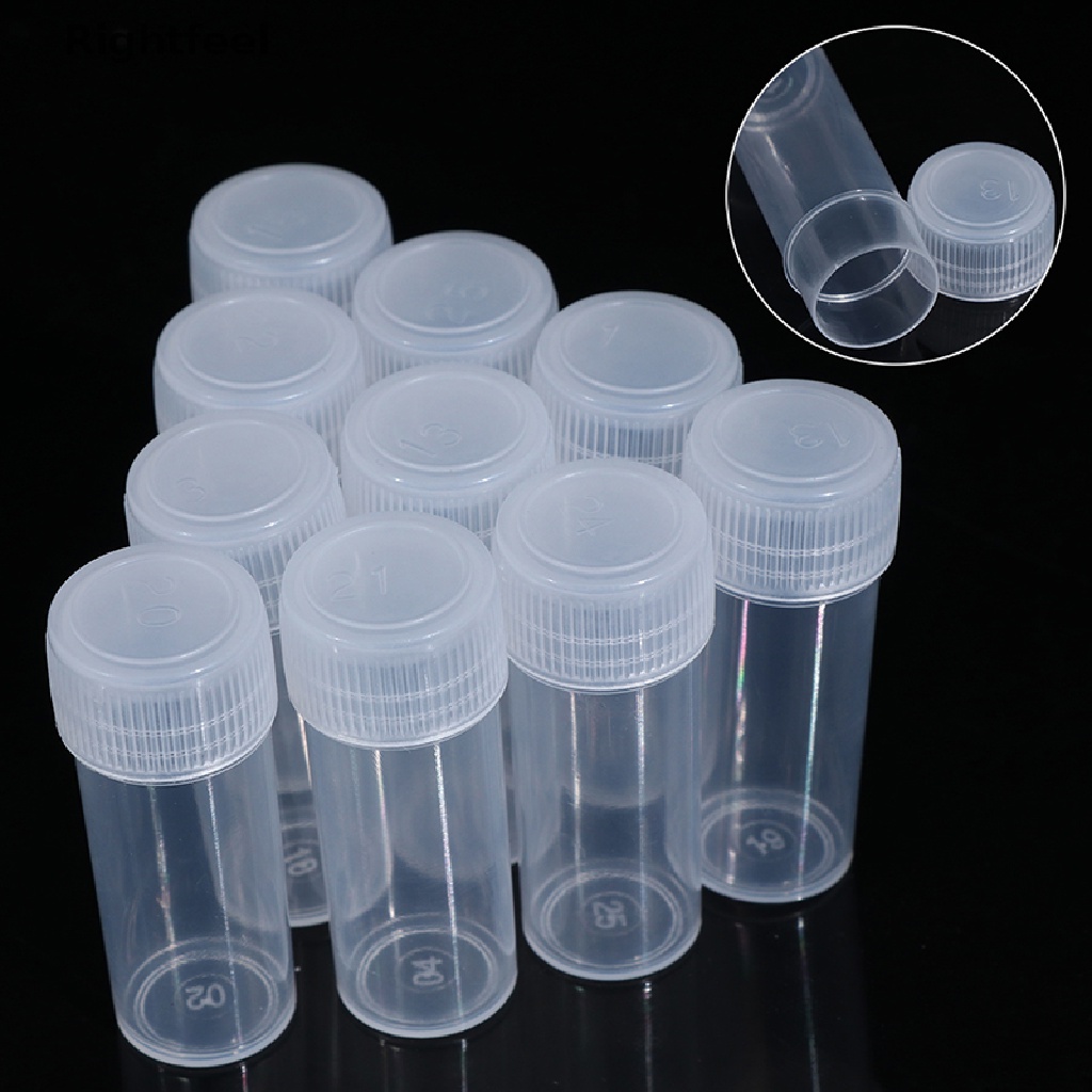Set 10 Ống Nghiệm Mẫu Thử Bằng Nhựa 5ml Kèm Nắp Đậy Dành Cho Hóa Học