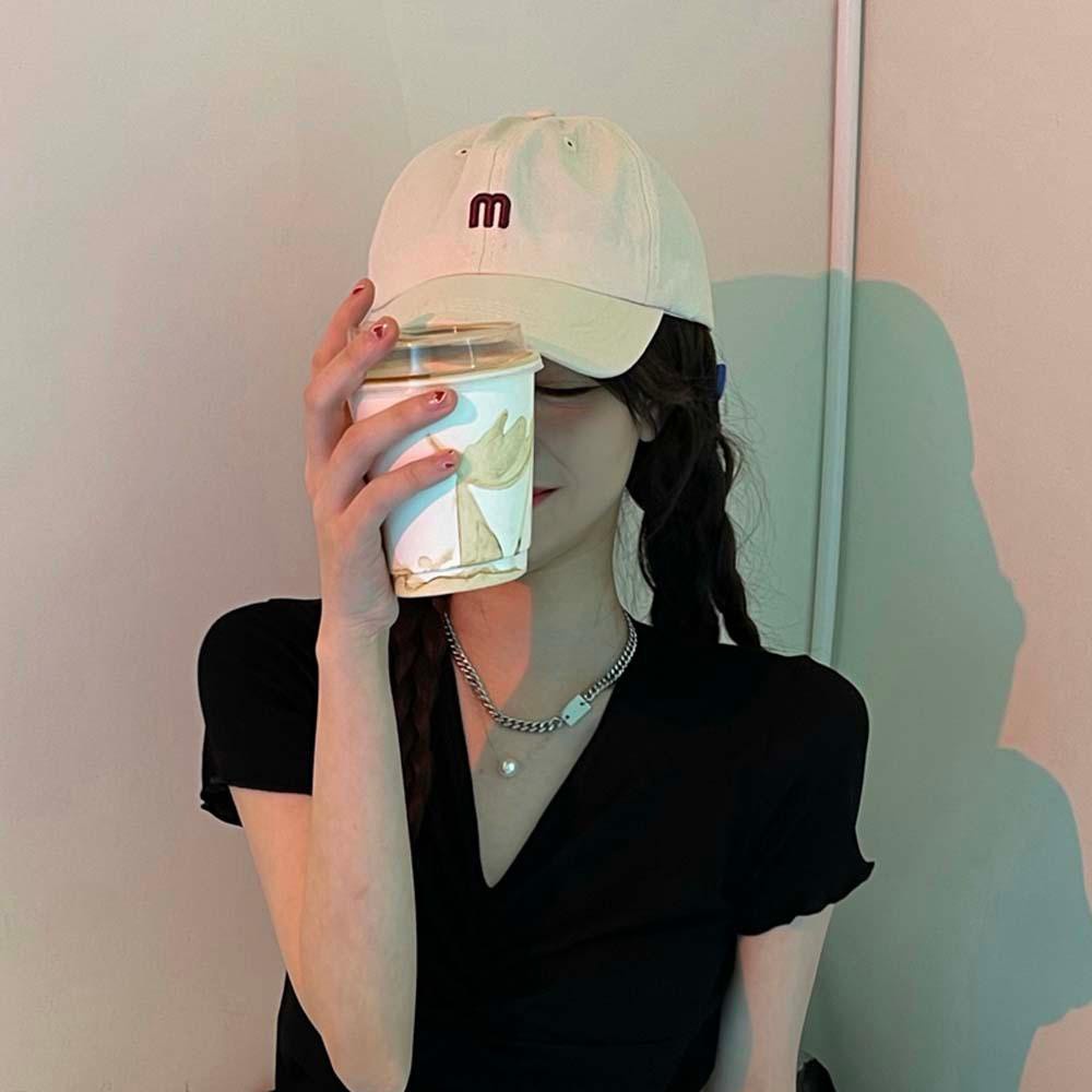 Mũ Lưỡi Trai Thêu Chữ M Đơn Giản Phong Cách Hip Hop Hàn Quốc Thời Trang Cho Nam Nữ