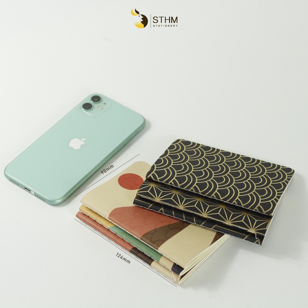 Sổ tay bỏ túi (Pocket notebook) may chỉ giữa - Ruột kem trơn - STHM stationery