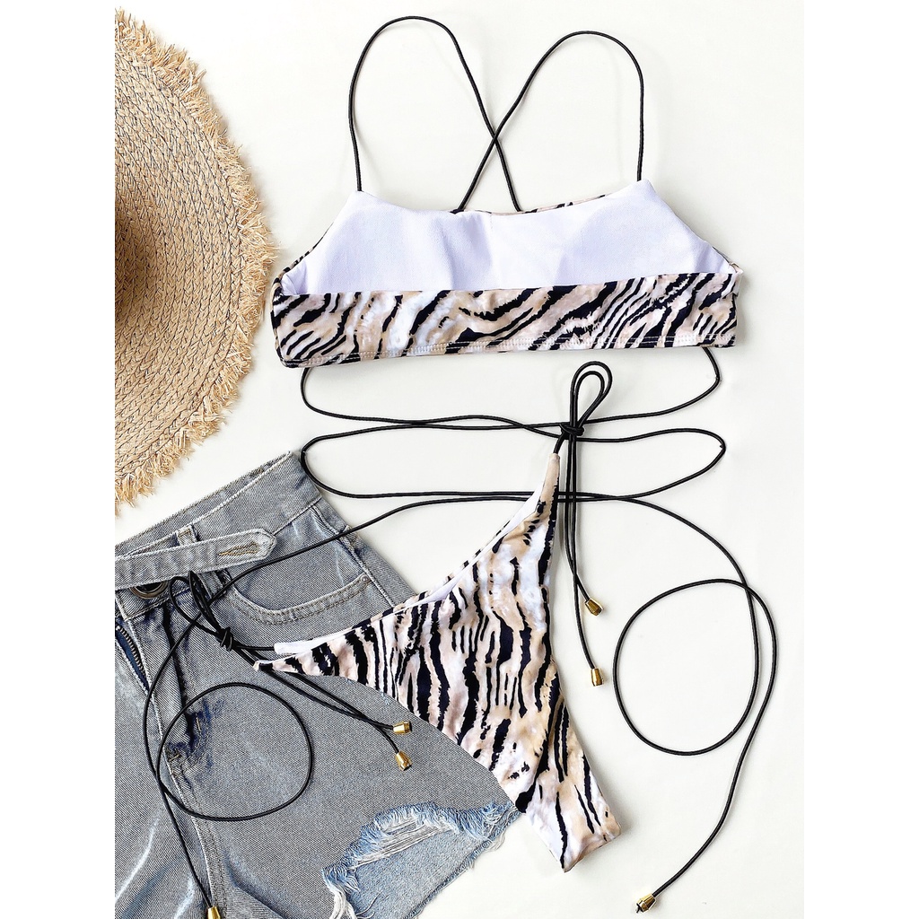 Bộ Bikini Hai Mảnh Họa Tiết Da Báo Quyến Rũ Cho Nữ