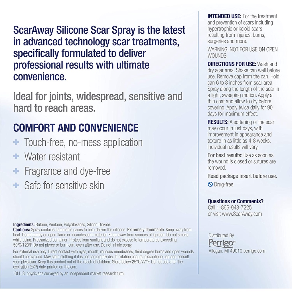 Xịt dưỡng sẹo, hỗ trợ cải thiện sẹo SCARAWAY SILICONE SCAR SPRAY - CHÍNH HÃNG USA