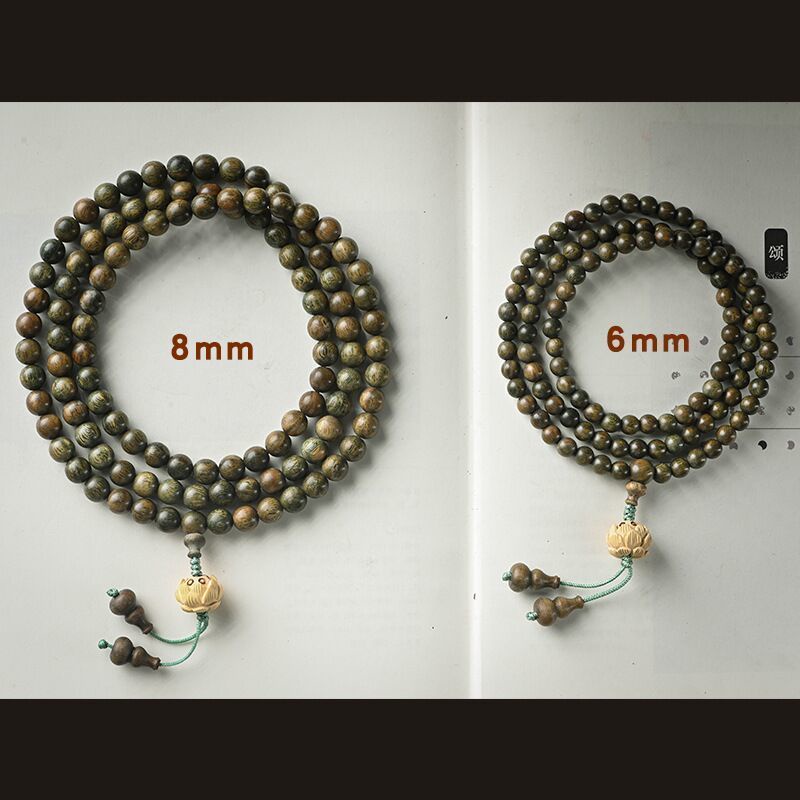 Vòng Tay Chuỗi 108 Hạt Gỗ Đàn Hương Màu Xanh Lá Sen Thời Trang Cho Cặp Đôi