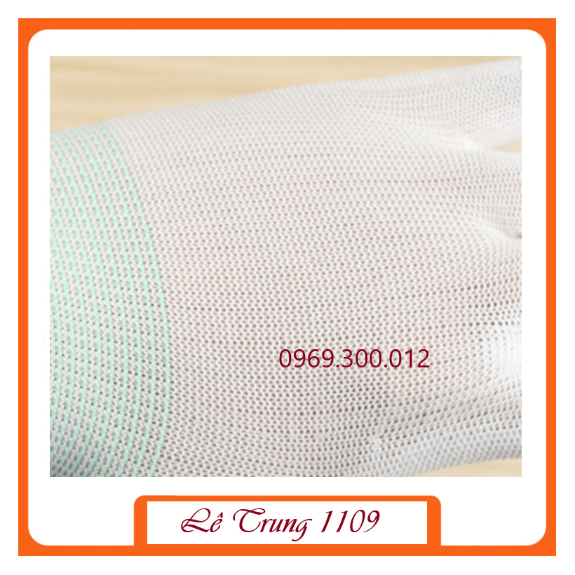 Combo 10 Đôi Găng Tay Phủ PU Lòng Bàn Tay Polyester Trắng chống xước Chống Tĩnh Điện chất lượng cao Bền đẹp và Dẻo dai