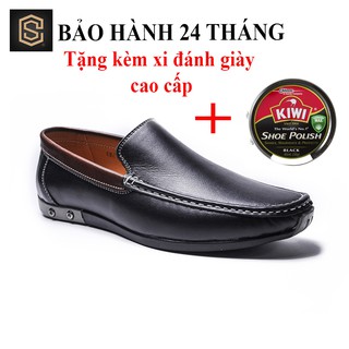 Giày lười / slip on nam cao cấp  - Giầy công sở da bò thật nguyên tấm, đế cao su CHEAPSTOREVN- CS211 (bảo hành 24 tháng)