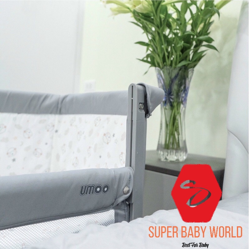 Cũi Vải Cho Bé Chân Cao Umoo UM-08109 Có Thể Hạ Thành Ghép Với Giường