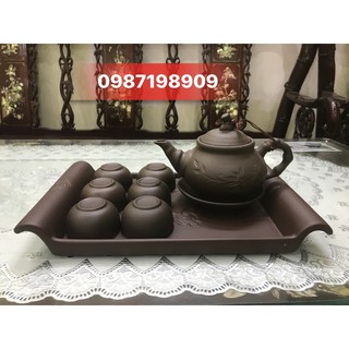 Bộ ấm chén khay dạng cuốn thư Bát Tràng