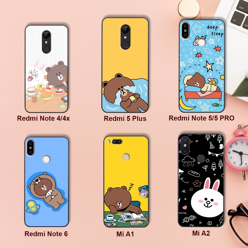 [ỐP XIAOMI_SIÊU RẺ] ỐP LƯNG XIAOMI GẤU BROWN VÀ THỎ CONY |Note 4/4x-5 Plus-Note 5/5PRO-NOTE 6-Mi A1-Mi A2| DOAREMON CASE