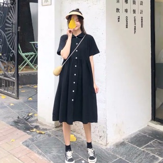 Váy bạn thân đen trơn basic ulzzang dáng xoè