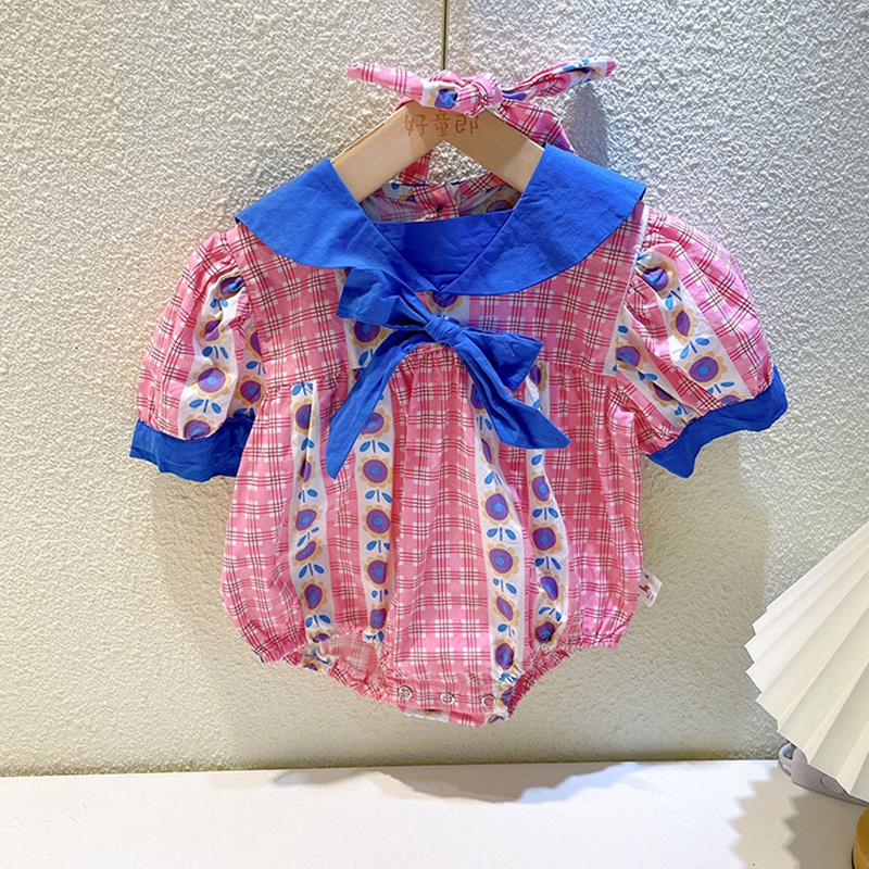 Áo Liền Quần Tay Loe In Hoa Cho Em Bé Mới Sinh