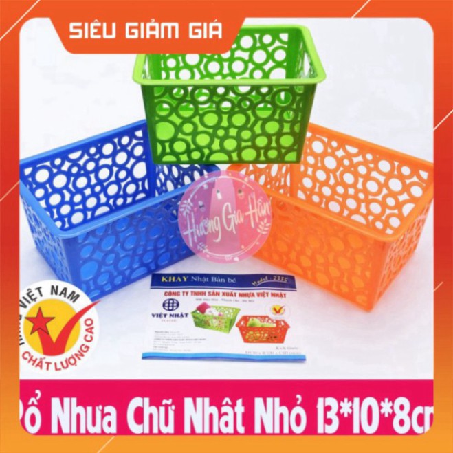 [HN] Rổ Nhựa Hoa Chữ Nhật, Rổ Cỡ Nhỏ Đa Năng kích thước 13*10*8cm của Việt nhật plastic