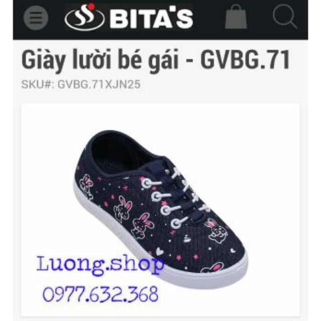 Giày vải bitas bé gái GVBG. 64 xanh đen, đỏ