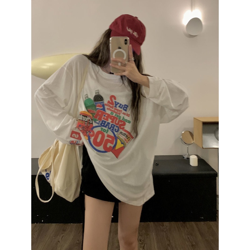 Jiashucheng Áo Thun Lụa Lạnh Tay Dài Dáng Rộng Thoáng Khí Phong Cách Hàn Quốc Thiết Kế Mới Mùa Hè Cho Nữ Bl