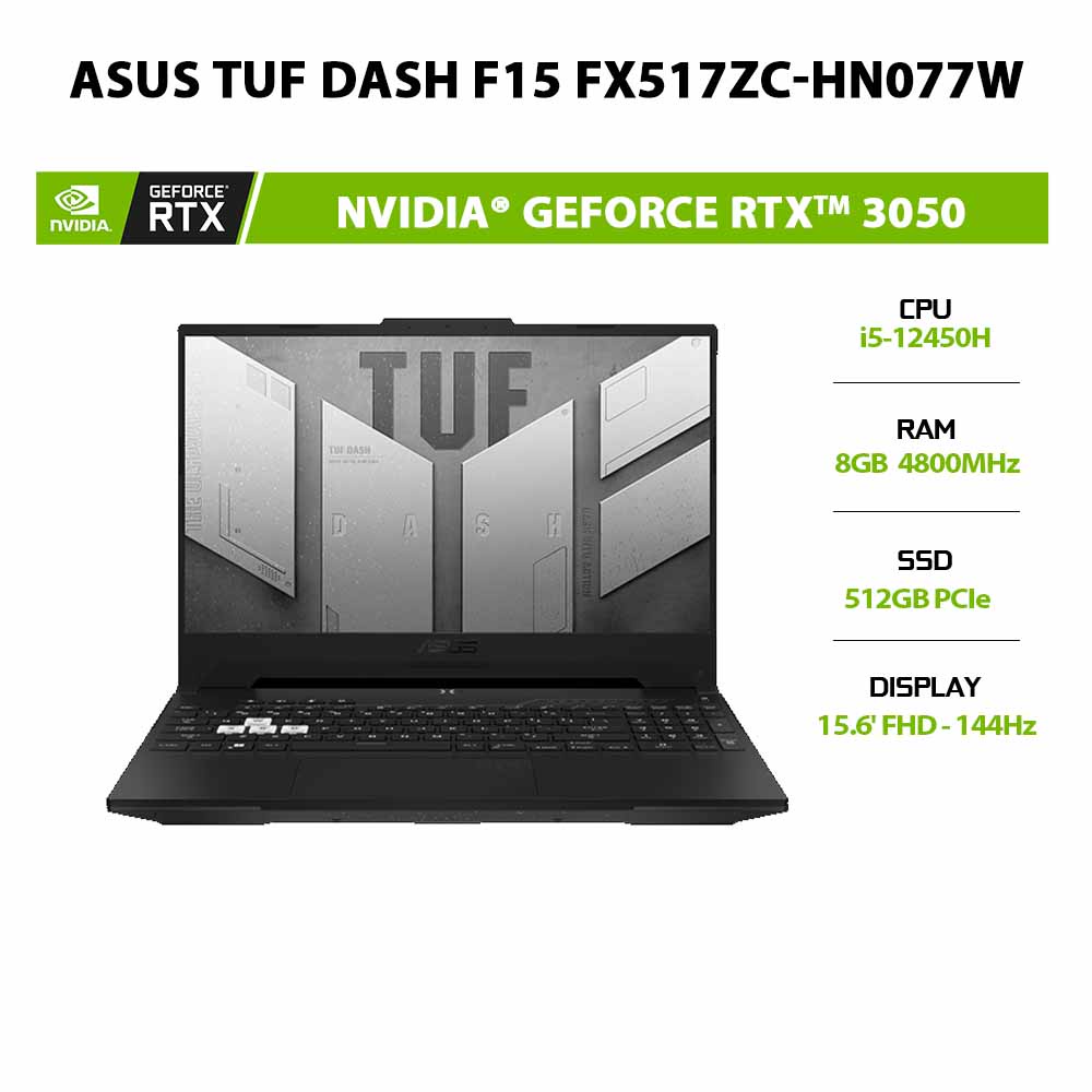 Laptop ASUS TUF Dash F15 FX517ZC-HN077W i5-12450H8G512GRTX™ 3050 4G