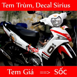 Tem trùm xe Sirius MU đỏ trắng