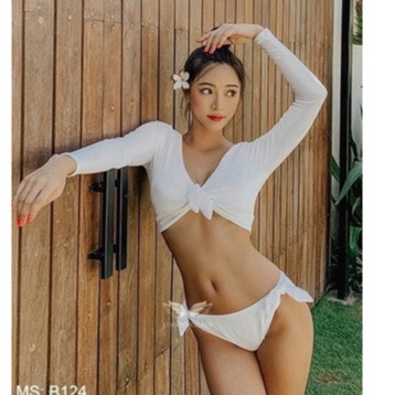 Đồ bơi nữ, bikini 2 mảnh quần chip áo dài tay crop Bin Sports BHV150
