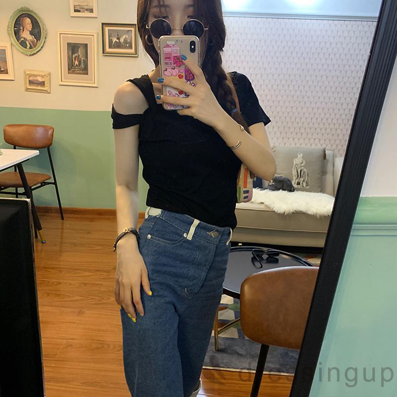 Áo Thun Ngắn Tay Lệch Vai Thời Trang Cho Nữ