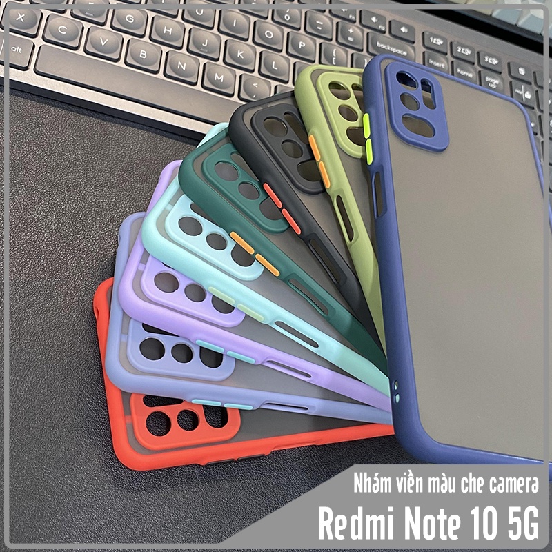 Ốp lưng cho Xiaomi Redmi Note 10 5G nhám viền màu che camera