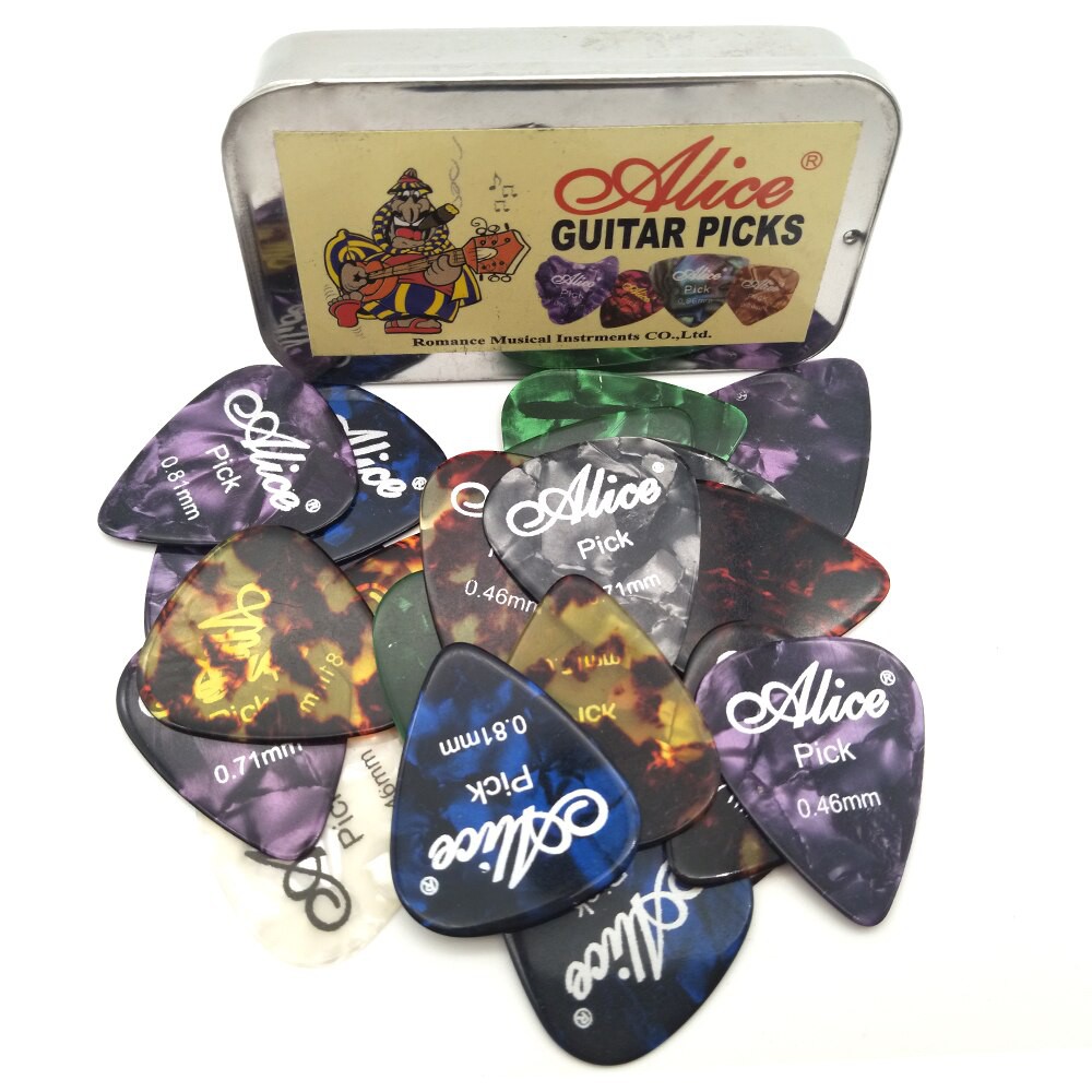 Pick gảy guitar Alice Hộp vuông inox + 24 móng