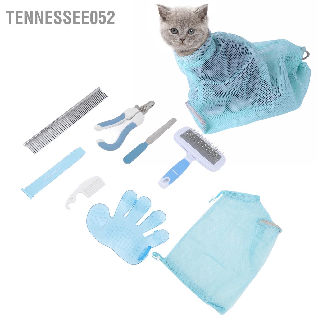 [Hàng Sẵn] Bộ Dùng Cụ làm sạch làm đẹp Cho Mèo - Túi Lưới Tắm Cho Mèo Đa Năng Tiện Dụng【Tennessee052】