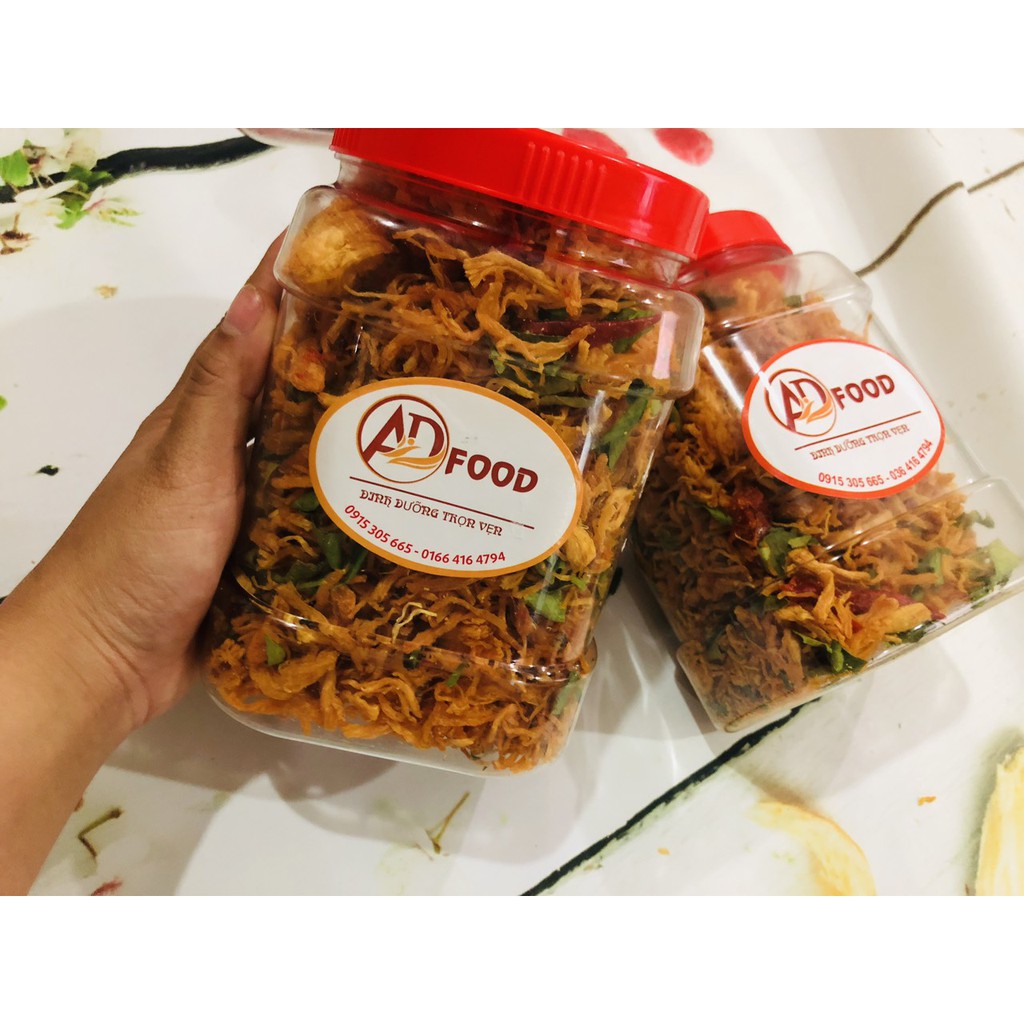 1kg khô gà xé cay lá chanh đóng hộp (mỗi hộp 500g)