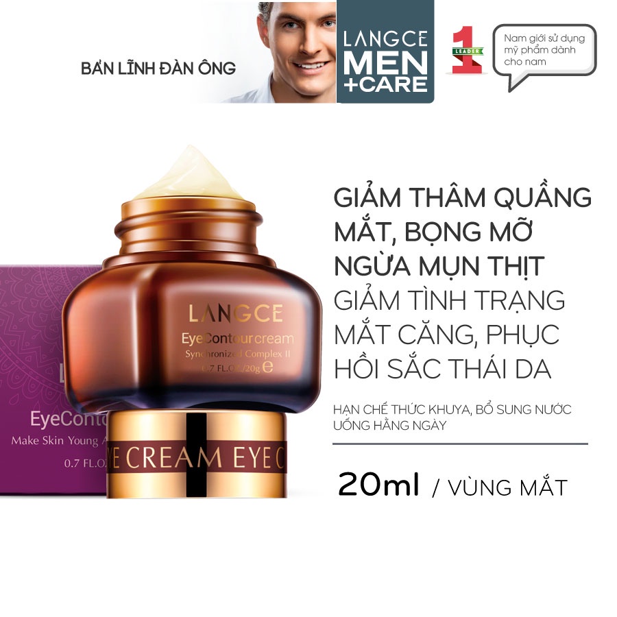 Kem Dưỡng Da Vùng Mắt Ngăn Ngừa Mụn Thịt - Chống Thâm - Nhăn - Bọng Mắt 20ml TẶNG Gel Vệ Sinh 100ml LANGCE dành cho Nam