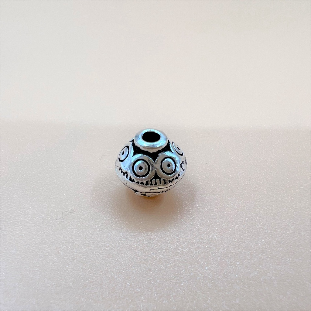 Charm nối hình đĩa bay có hoa văn - Charm Bạc 925 - Mã CA726