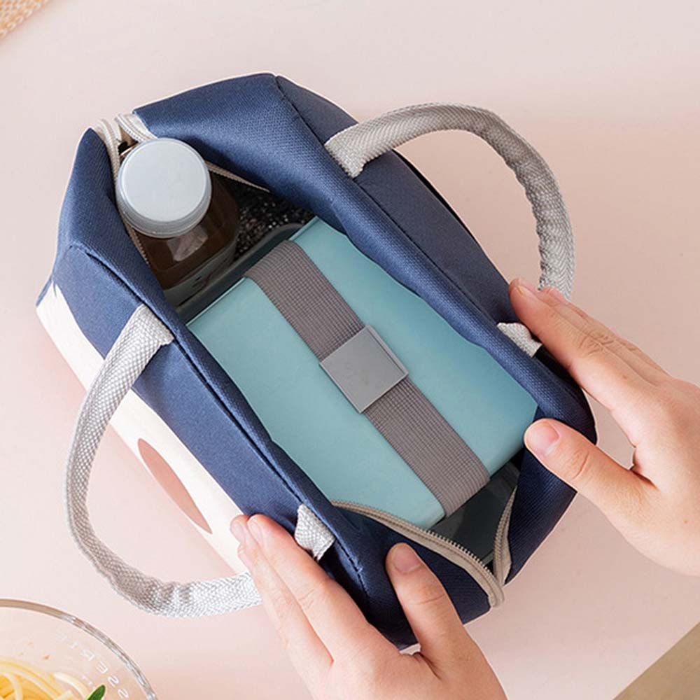 Túi Đựng Hộp Cơm Trưa Cách Nhiệt Bằng Vải Bố Phối Màng Nhôm Họa Tiết Hoạt Hình Nhiều Màu