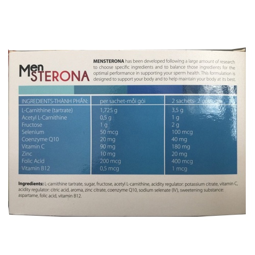 Mensterona - Hộp 30 gói, cải thiện chất lượng tinh trùng cho nam giới