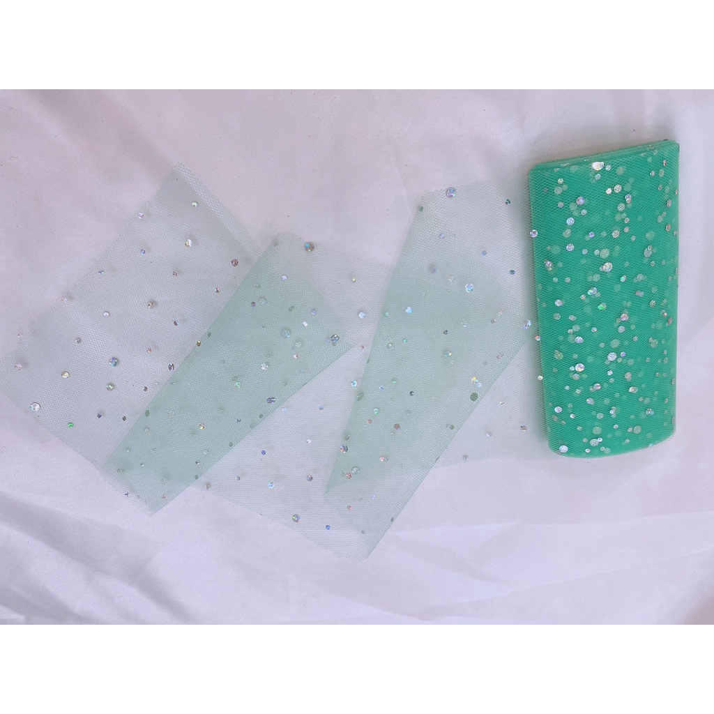 Cuộn vải ruy băng đính kim tuyến lấp lánh làm nơ, phụ kiện DIY, may đồ cho búp bê