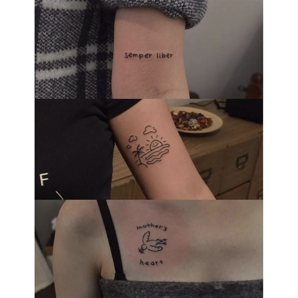 Bộ 45 miếng dán hình xăm tạm thời họa tiết chữ cái Tiếng Anh đơn giản thời trang chống thấm nước lâu trôi tiện lợi